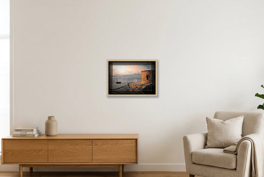 La Mata, Old Pier and Tower (I) — A3 (42×30cm) Oak Frame