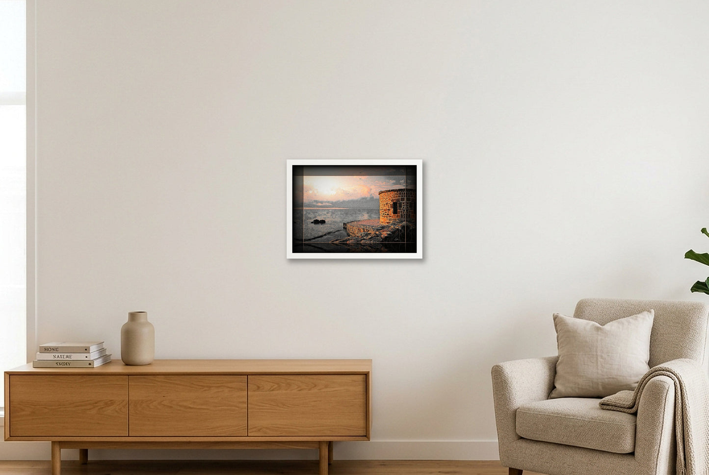 La Mata, Old Pier and Tower (I) — A3 (42×30cm) White Frame